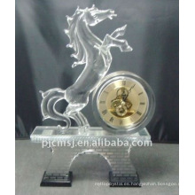 2015 papelería de oficina cristal reloj de escritorio Crystal Table / escritorio reloj glorioso reloj de caballo de cristal para la decoración del hogar